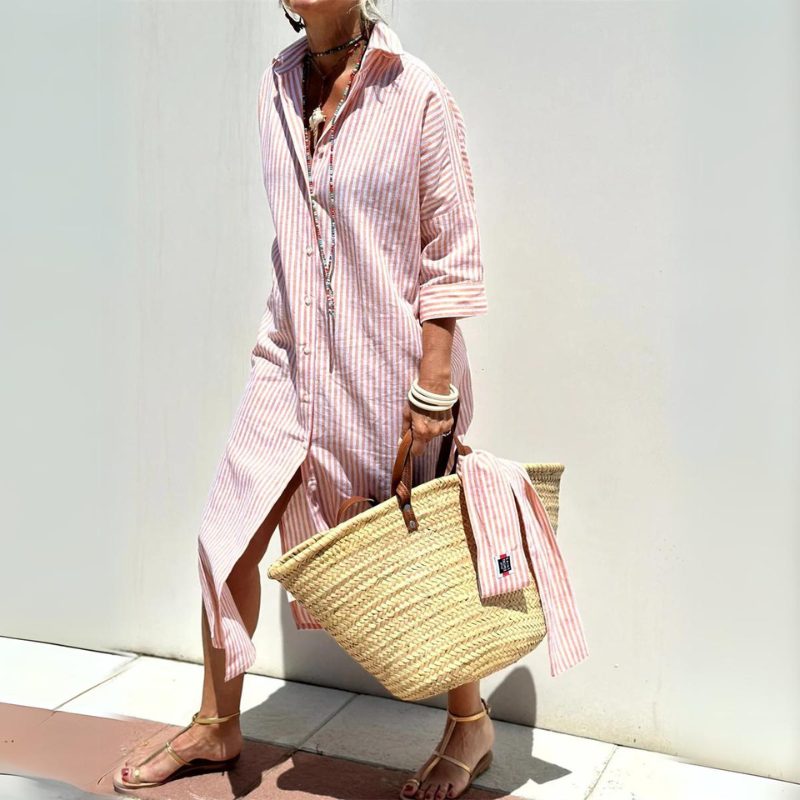 Sophie | Elegante Abito-Camicia a Righe