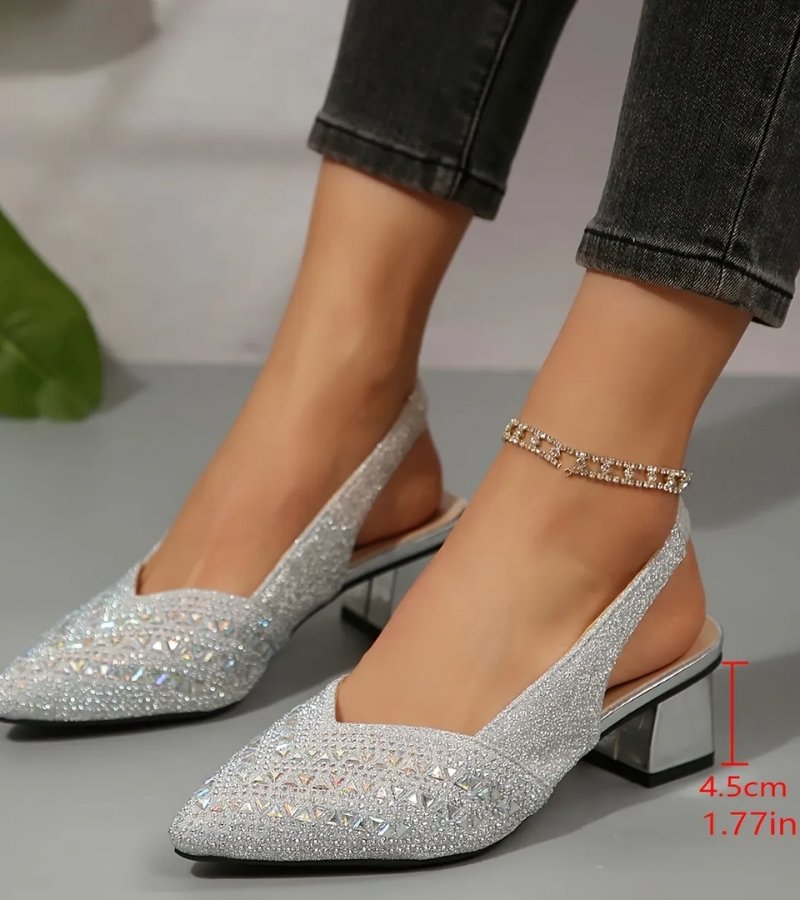 BRUNA | Eleganti slingback con strass e tacco comodo