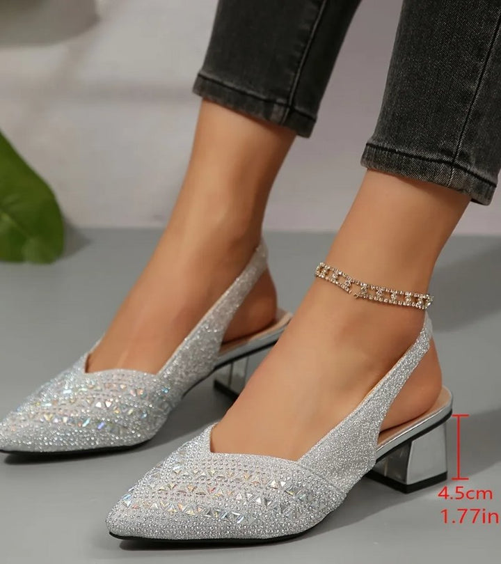 BRUNA | Eleganti slingback con strass e tacco comodo