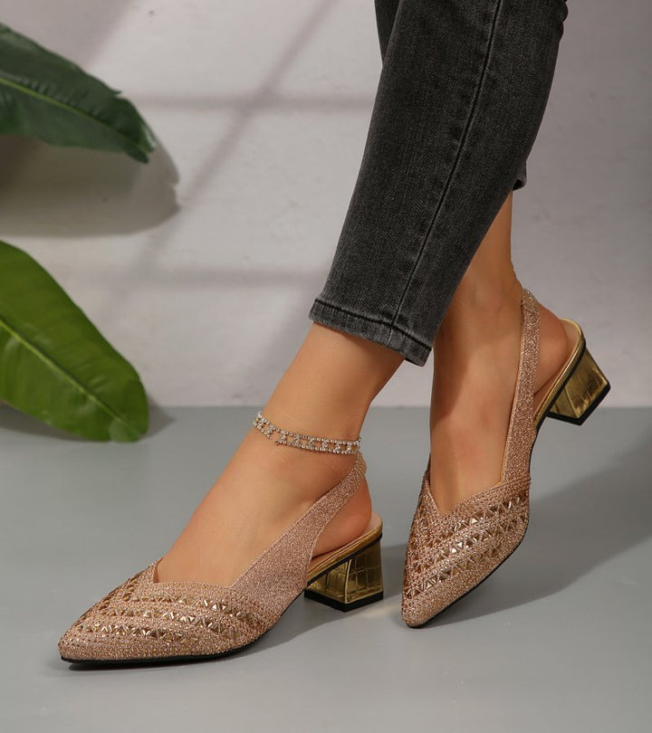 BRUNA | Eleganti slingback con strass e tacco comodo