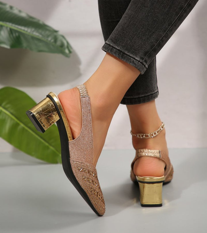 BRUNA | Eleganti slingback con strass e tacco comodo