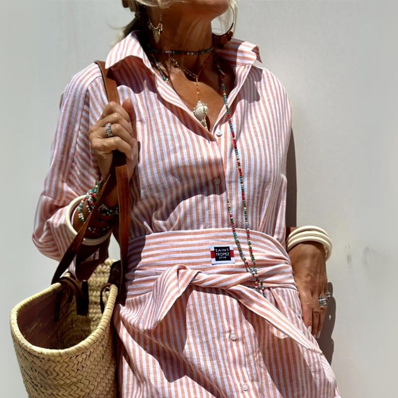 Sophie | Elegante Abito-Camicia a Righe