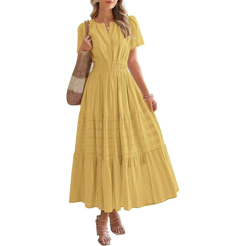 Beatrice | Abito lungo leggero con tasche, scollo a V e vita elastica