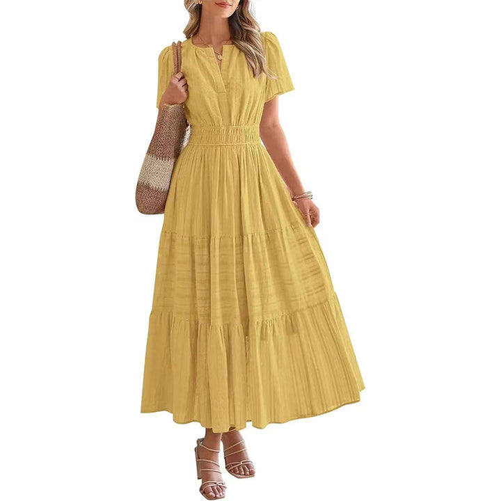Beatrice | Abito lungo leggero con tasche, scollo a V e vita elastica