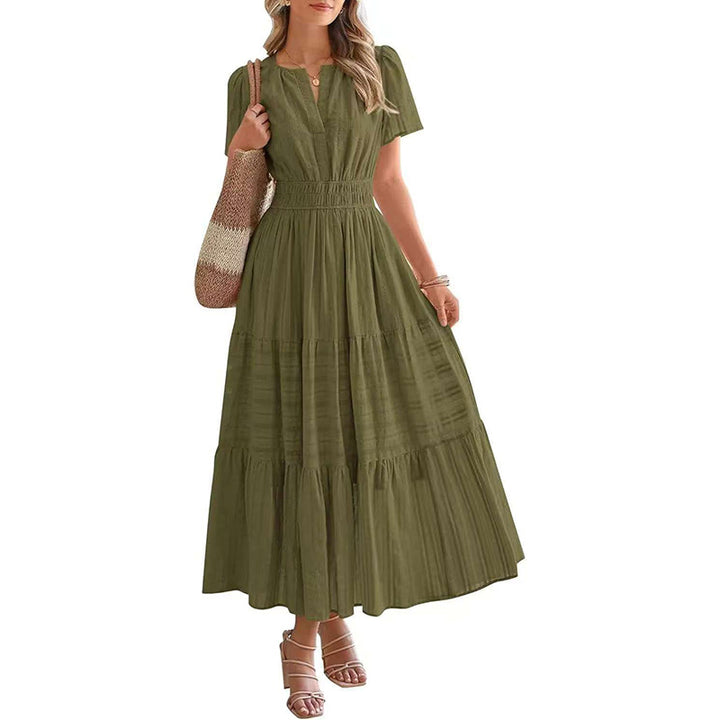 Beatrice | Abito lungo leggero con tasche, scollo a V e vita elastica