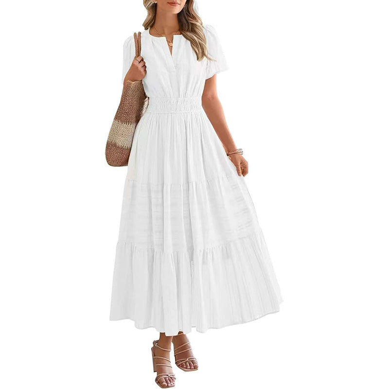 Beatrice | Abito lungo leggero con tasche, scollo a V e vita elastica