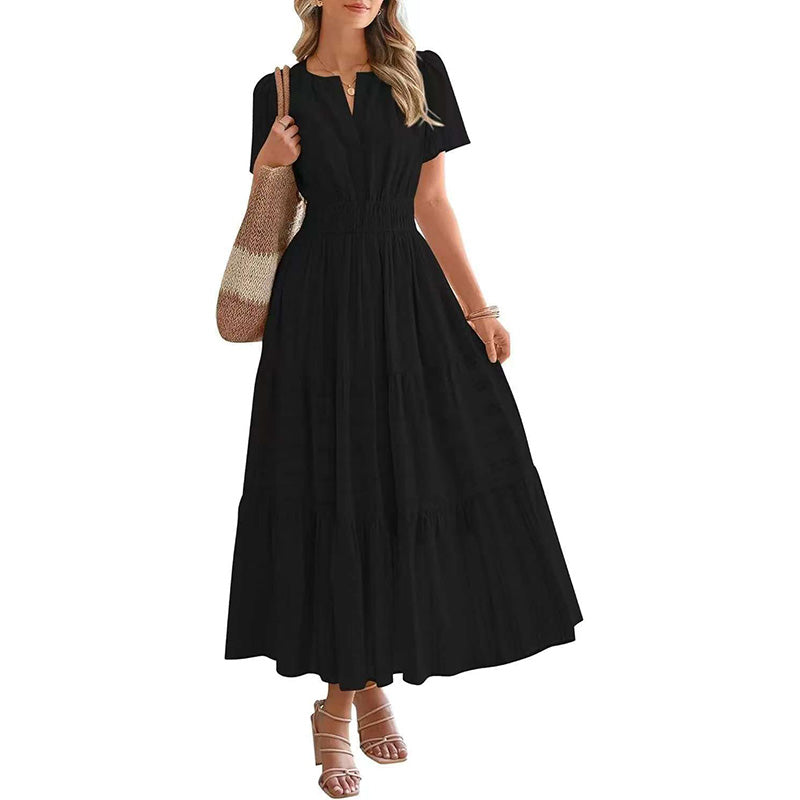 Beatrice | Abito lungo leggero con tasche, scollo a V e vita elastica