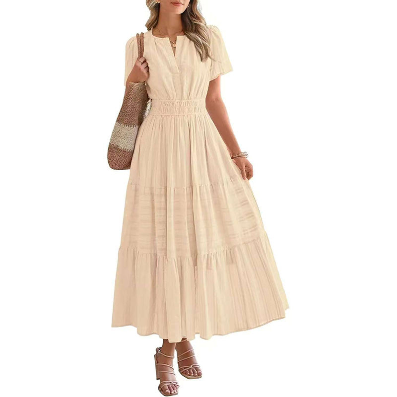 Beatrice | Abito lungo leggero con tasche, scollo a V e vita elastica