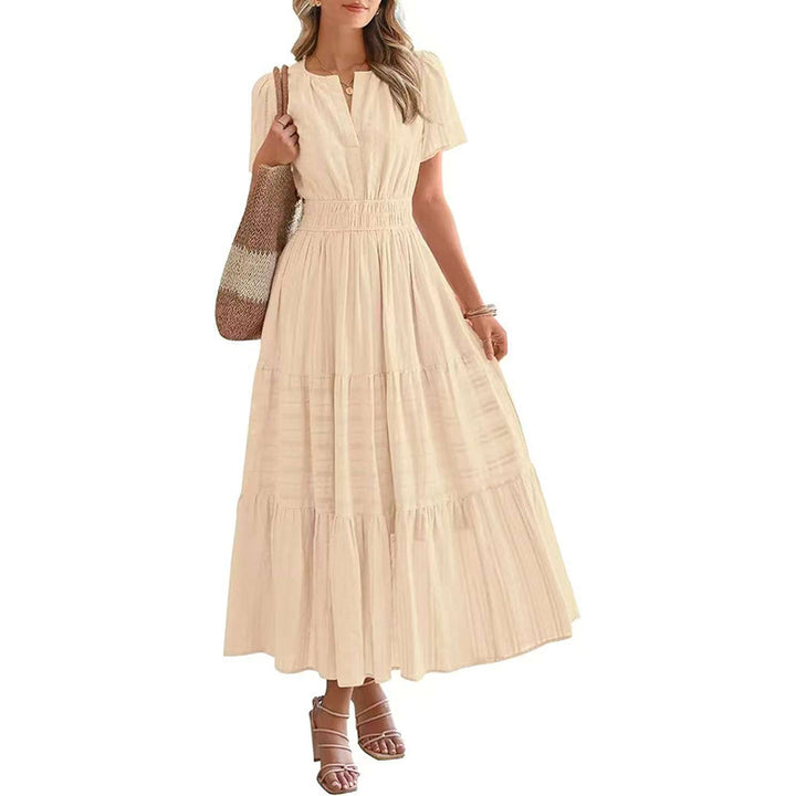 Beatrice | Abito lungo leggero con tasche, scollo a V e vita elastica