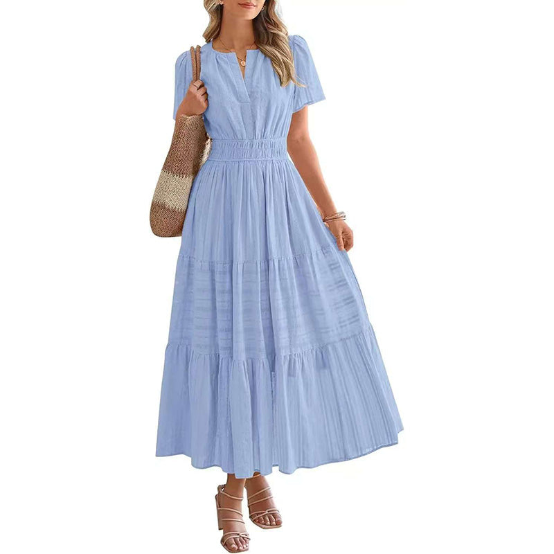 Beatrice | Abito lungo leggero con tasche, scollo a V e vita elastica