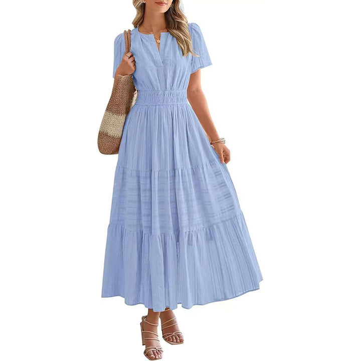 Beatrice | Abito lungo leggero con tasche, scollo a V e vita elastica