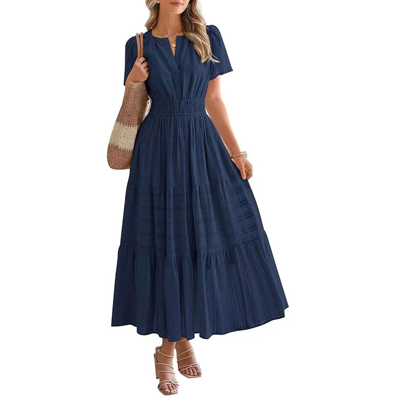Beatrice | Abito lungo leggero con tasche, scollo a V e vita elastica