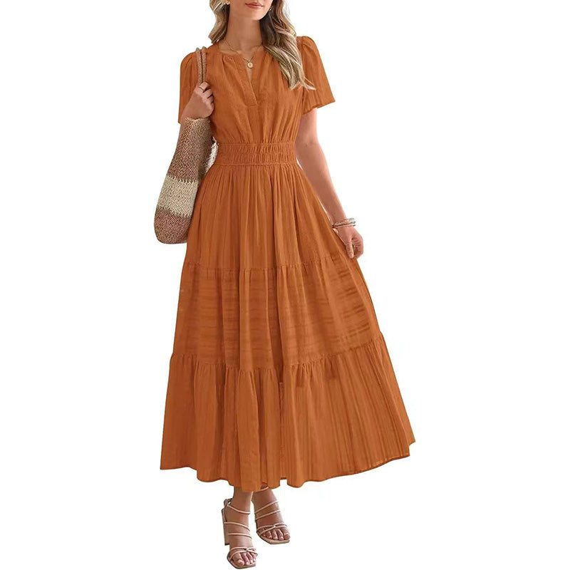 Beatrice | Abito lungo leggero con tasche, scollo a V e vita elastica