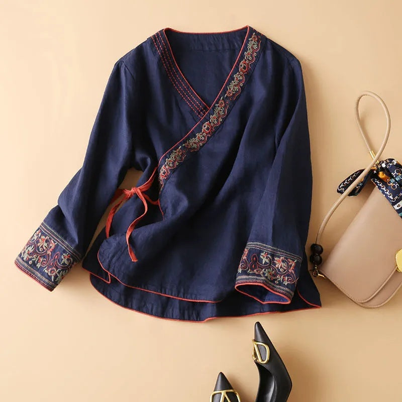 Lily | Camicia in cotone vintage ricamata