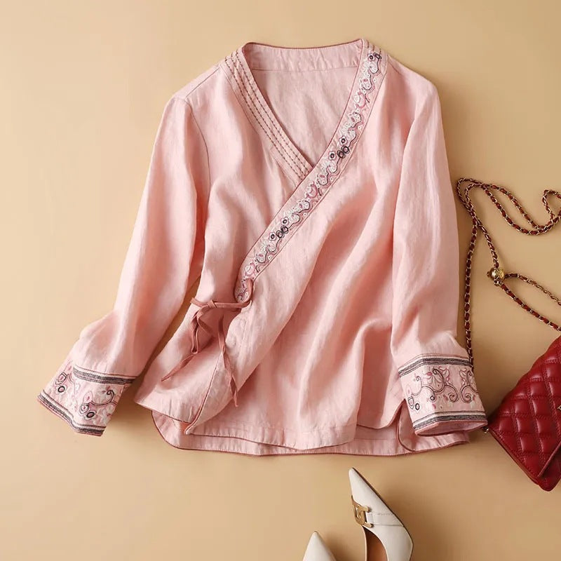 Lily | Camicia in cotone vintage ricamata