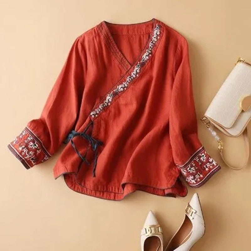 Lily | Camicia in cotone vintage ricamata
