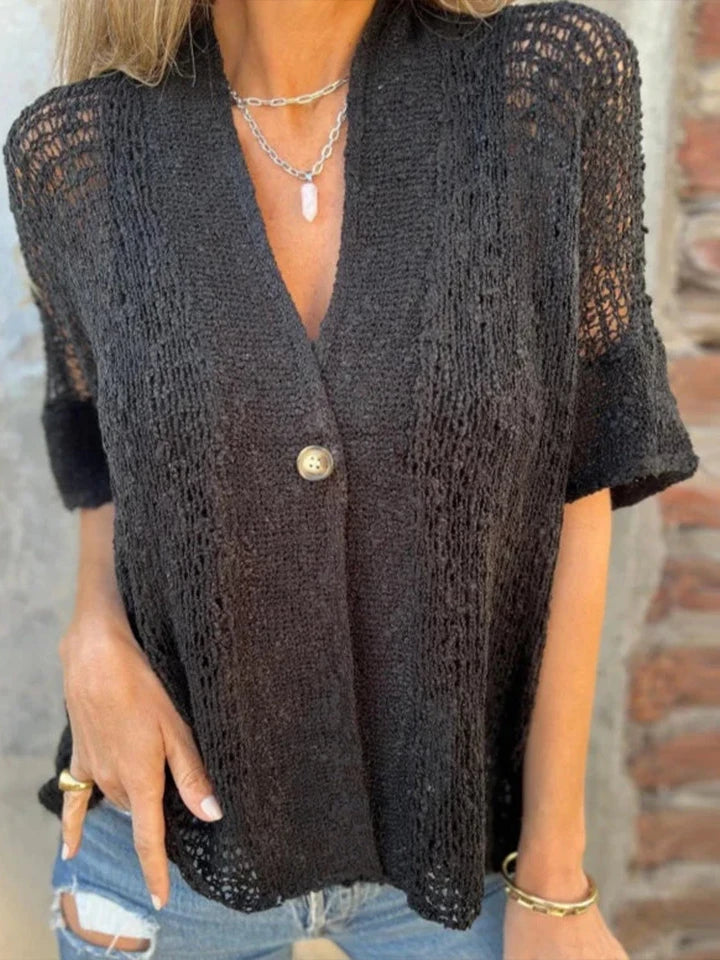 Iris | Top in maglia leggera con unico bottone