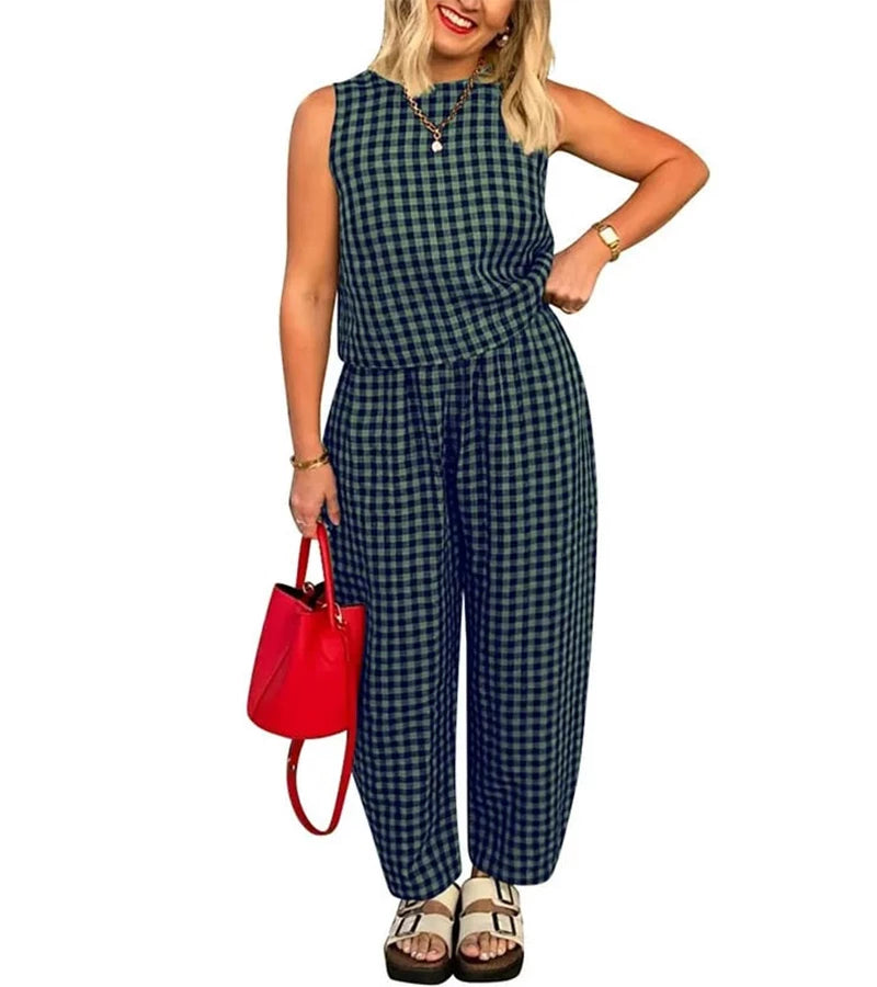 Gloria | Completo due pezzi casual a quadretti Vichy