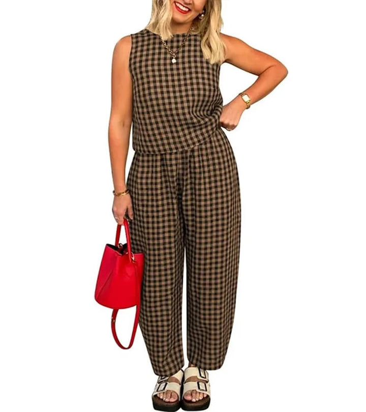 Gloria | Completo due pezzi casual a quadretti Vichy