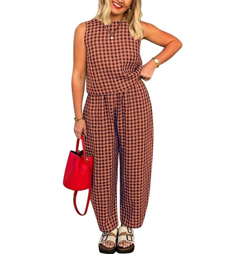 Gloria | Completo due pezzi casual a quadretti Vichy