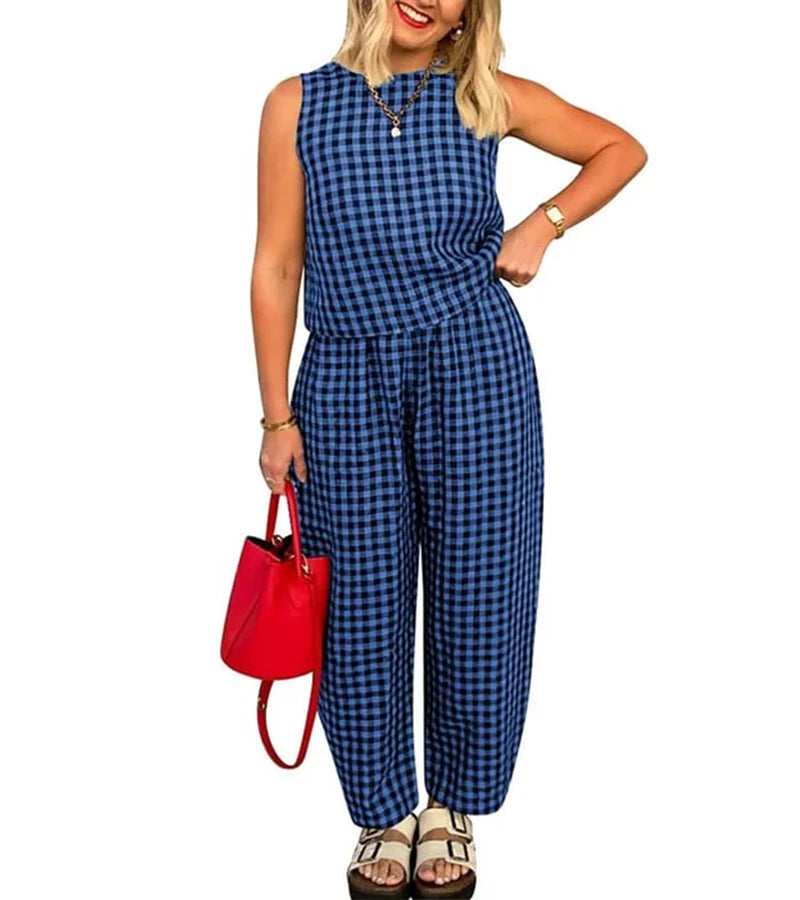 Gloria | Completo due pezzi casual a quadretti Vichy