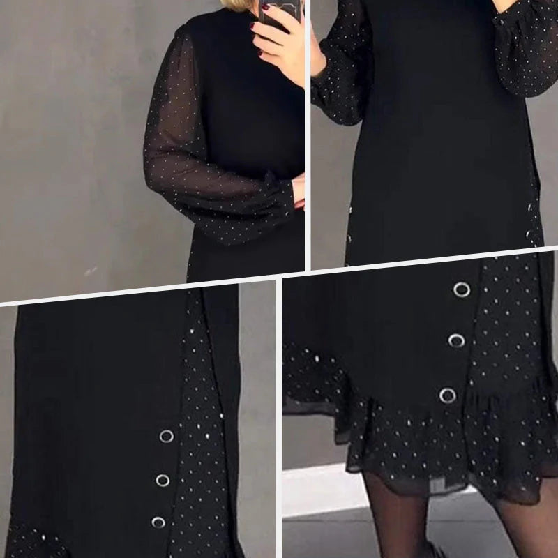 Jbobibon | Abito elegante a pois con dettagli con bottoni