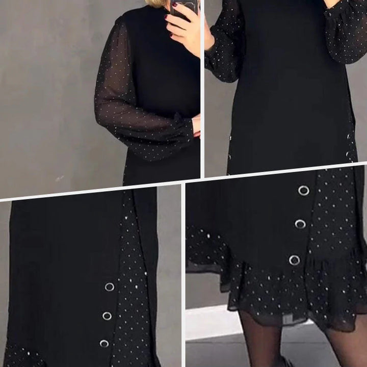 Jbobibon | Abito elegante a pois con dettagli con bottoni