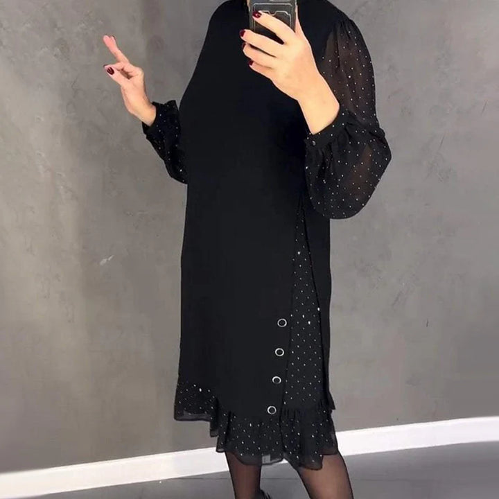 Jbobibon | Abito elegante a pois con dettagli con bottoni