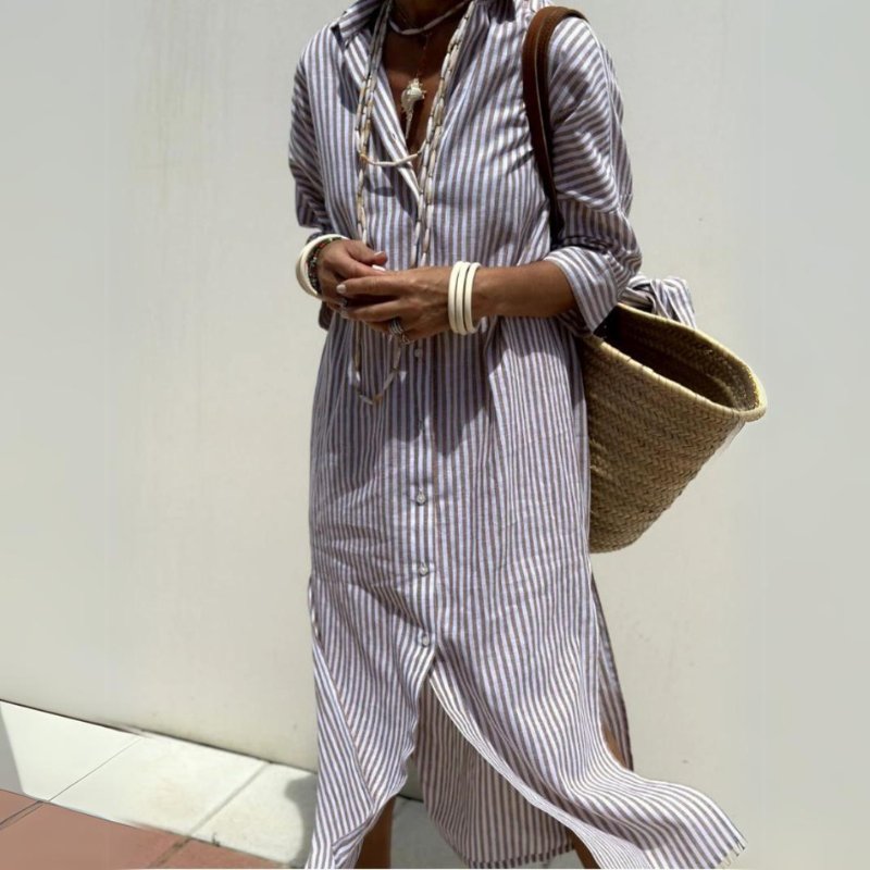 Sophie | Elegante Abito-Camicia a Righe