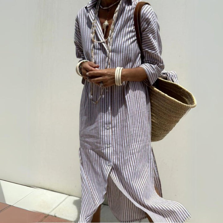 Sophie | Elegante Abito-Camicia a Righe
