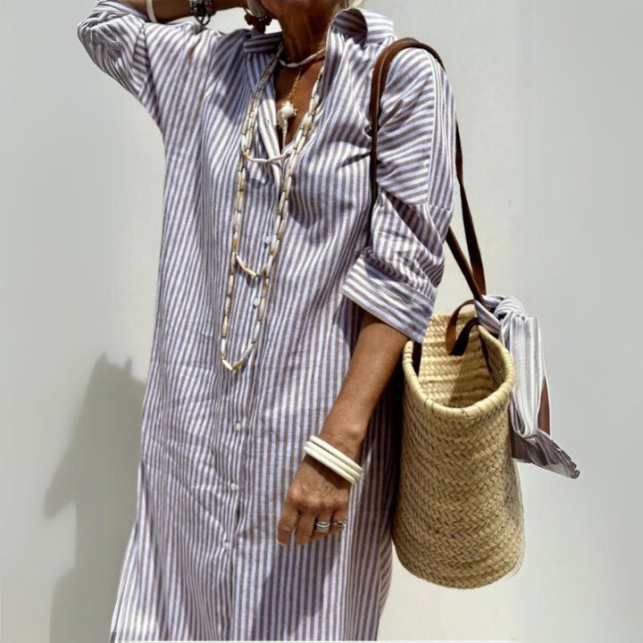 Sophie | Elegante Abito-Camicia a Righe