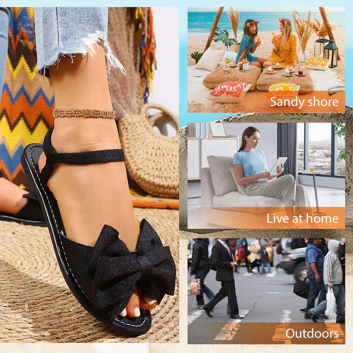 Jana | Sandali bassi casual con fiocco elegante e suola morbida
