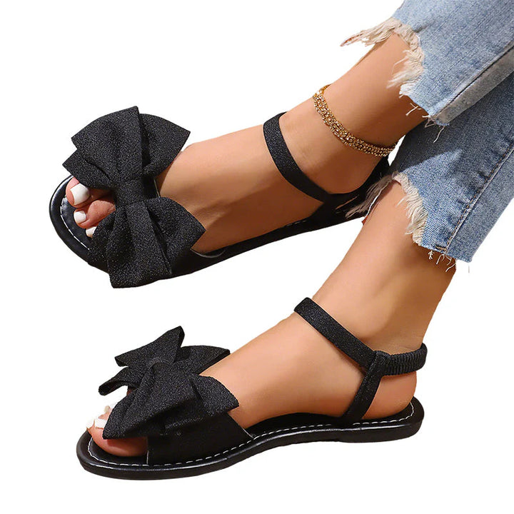 Jana | Sandali bassi casual con fiocco elegante e suola morbida