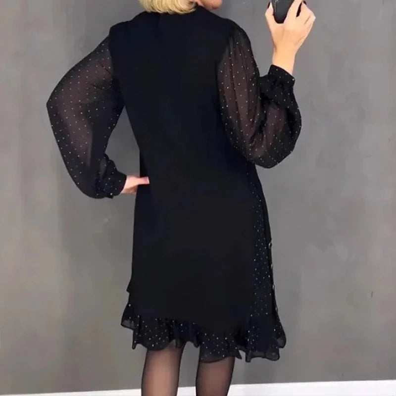 Jbobibon | Abito elegante a pois con dettagli con bottoni