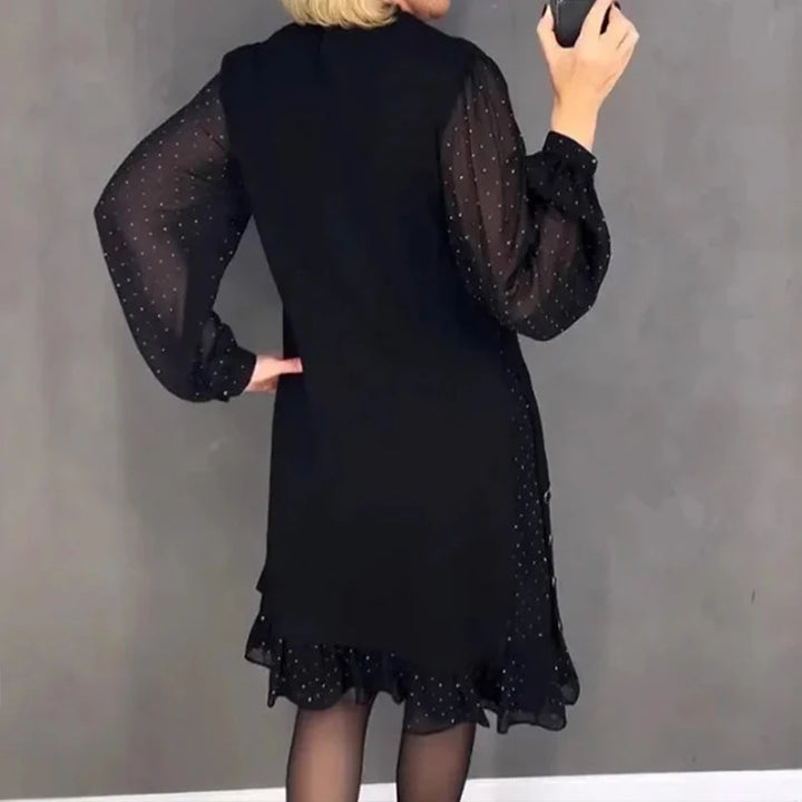 Jbobibon | Abito elegante a pois con dettagli con bottoni