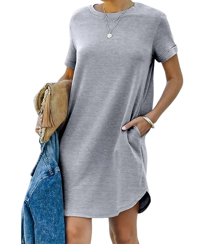 Cinzia | Abito T-shirt casual a maniche corte con tasca