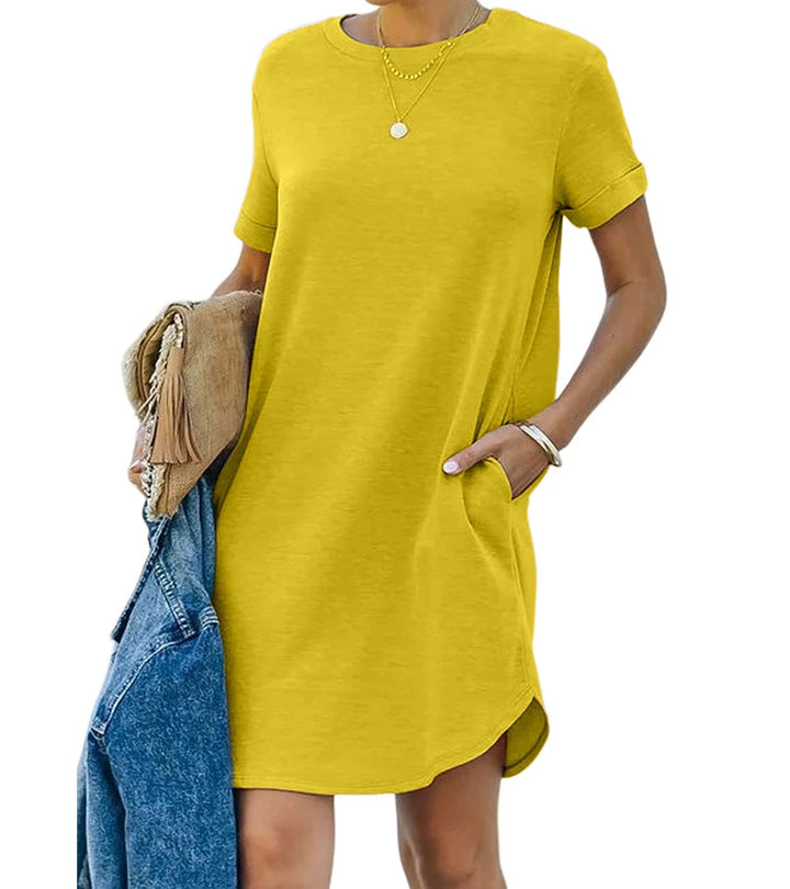 Cinzia | Abito T-shirt casual a maniche corte con tasca