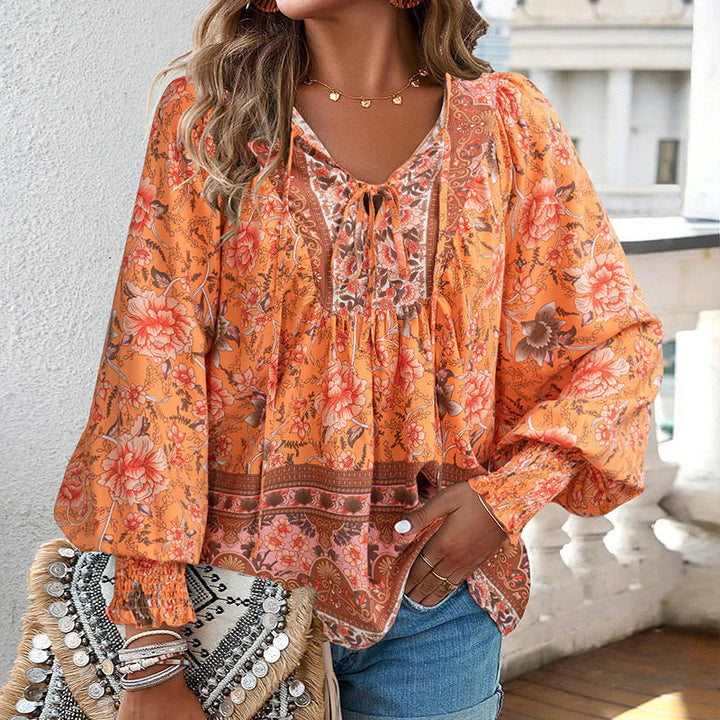 Mara | Camicia elegante stampata con scollo a V