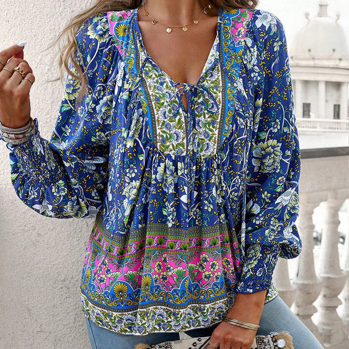 Mara | Camicia elegante stampata con scollo a V