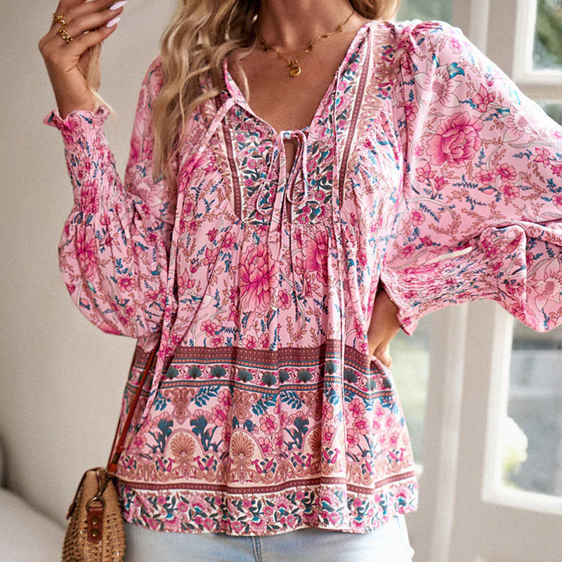 Mara | Camicia elegante stampata con scollo a V