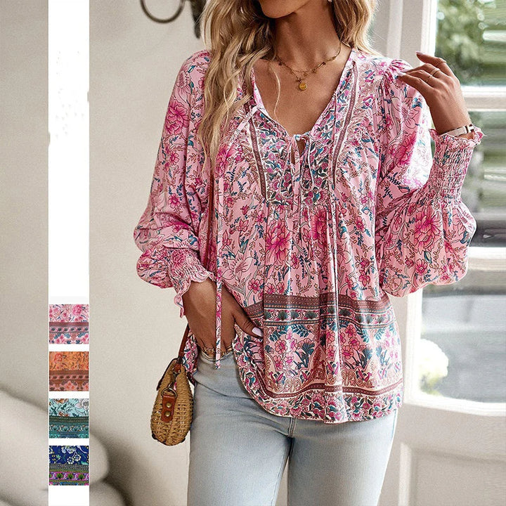 Mara | Camicia elegante stampata con scollo a V