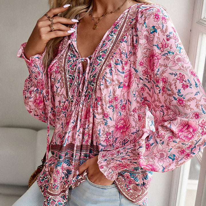 Mara | Camicia elegante stampata con scollo a V
