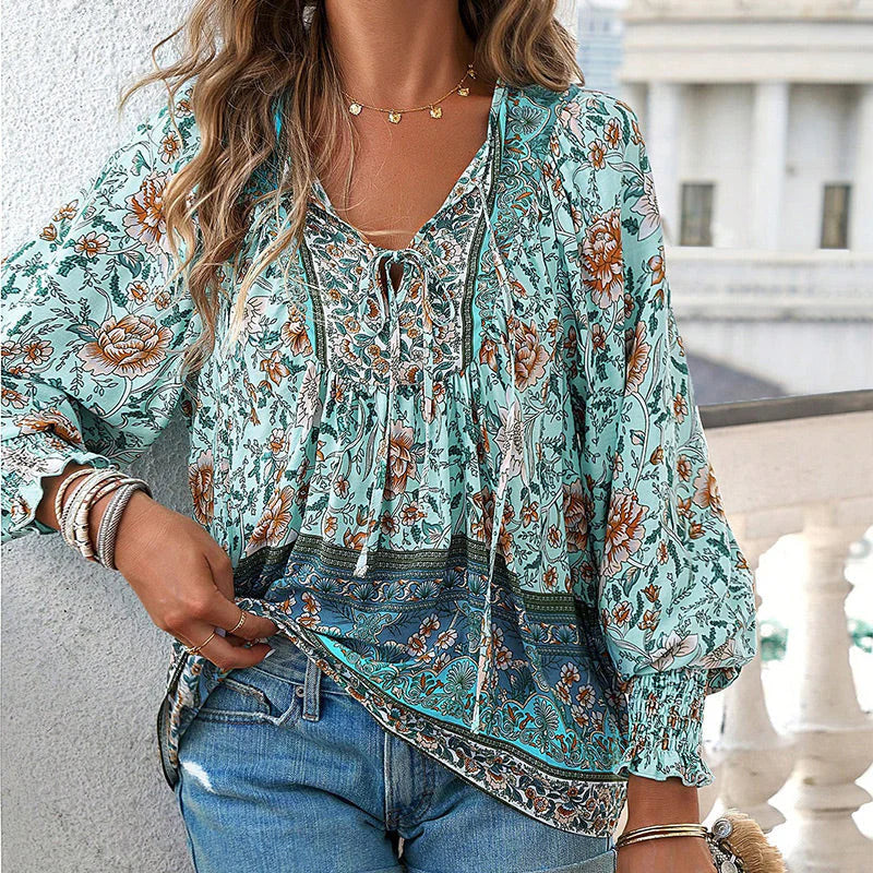Mara | Camicia elegante stampata con scollo a V