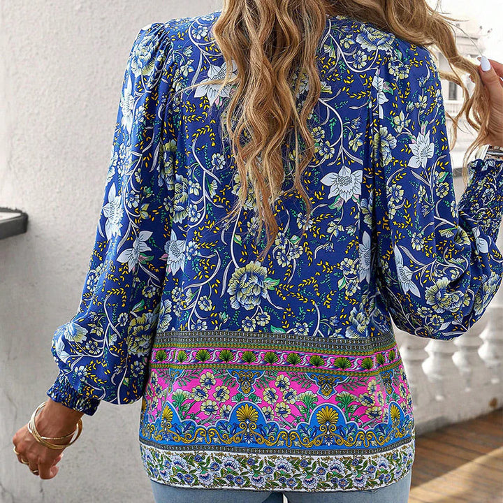 Mara | Camicia elegante stampata con scollo a V
