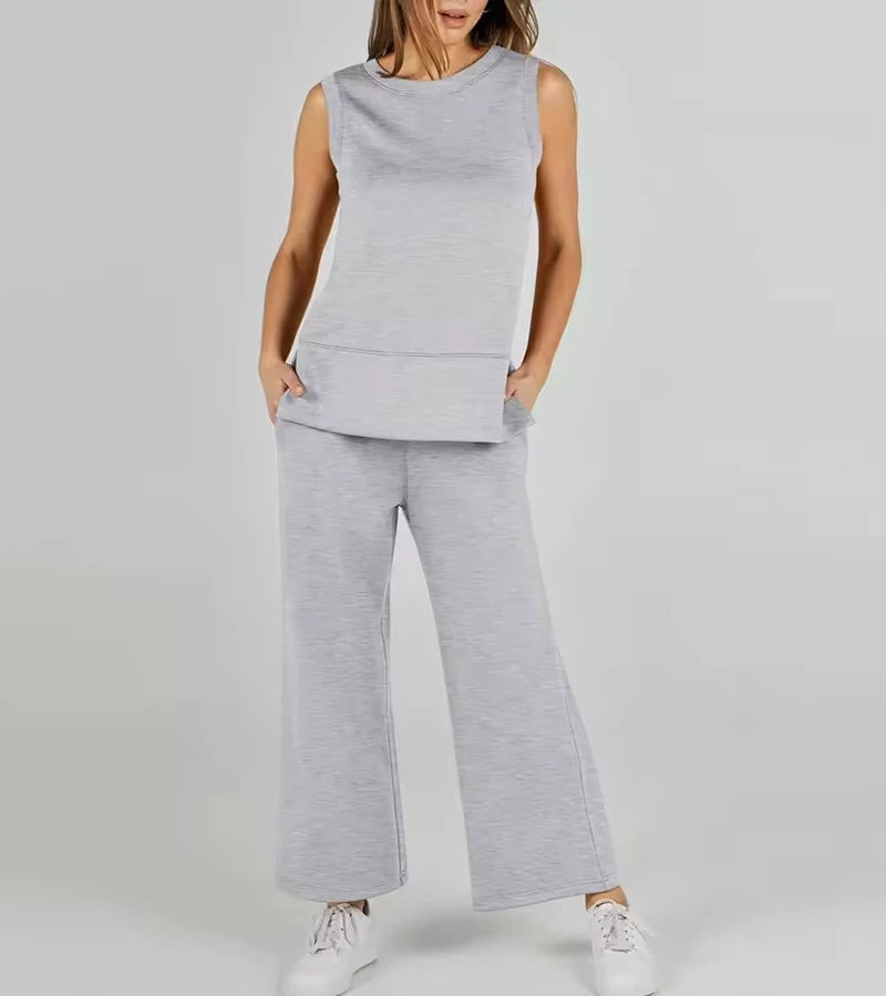 Luna | Completo due pezzi casual senza maniche con scollo rotondo