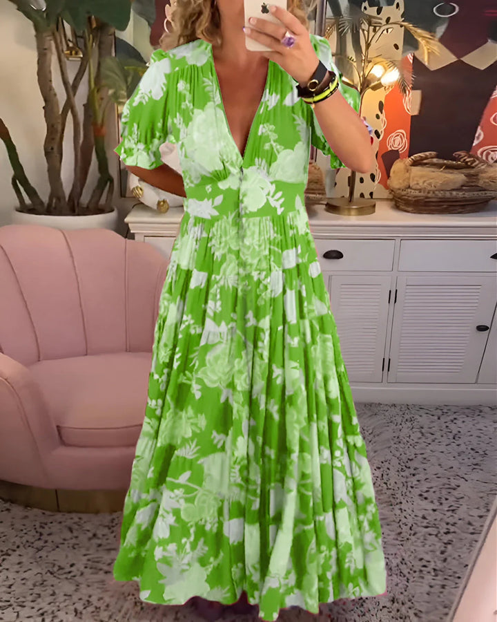 Carine | Abito a fiori con scollo a V e tasca