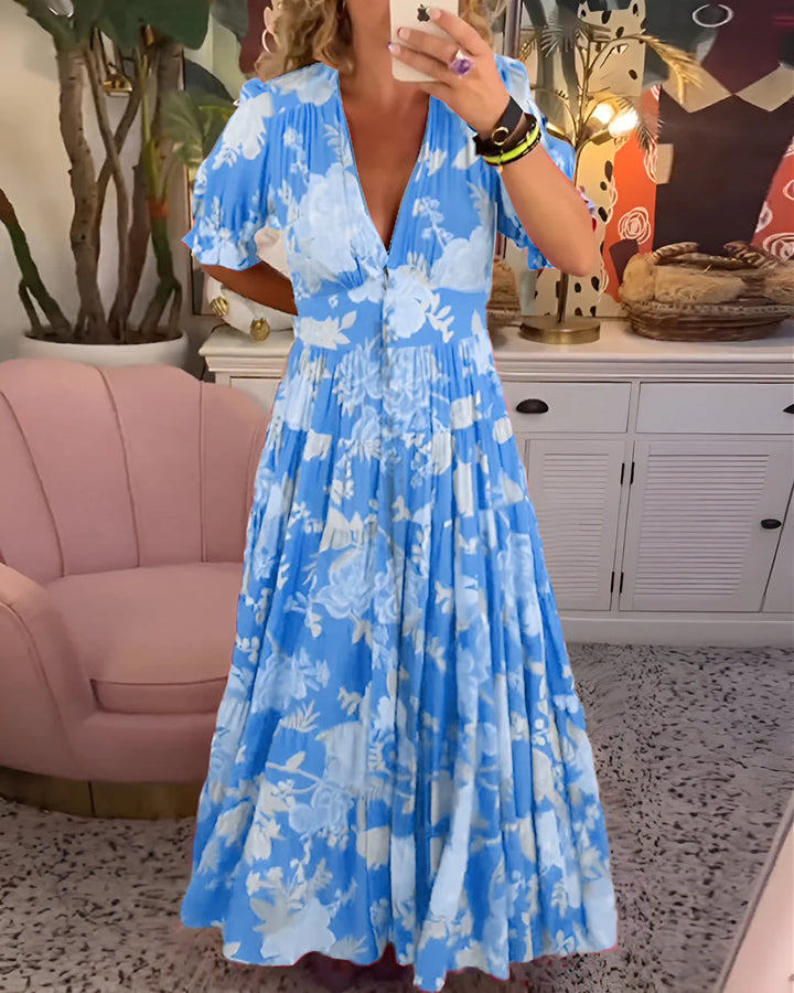 Carine | Abito a fiori con scollo a V e tasca